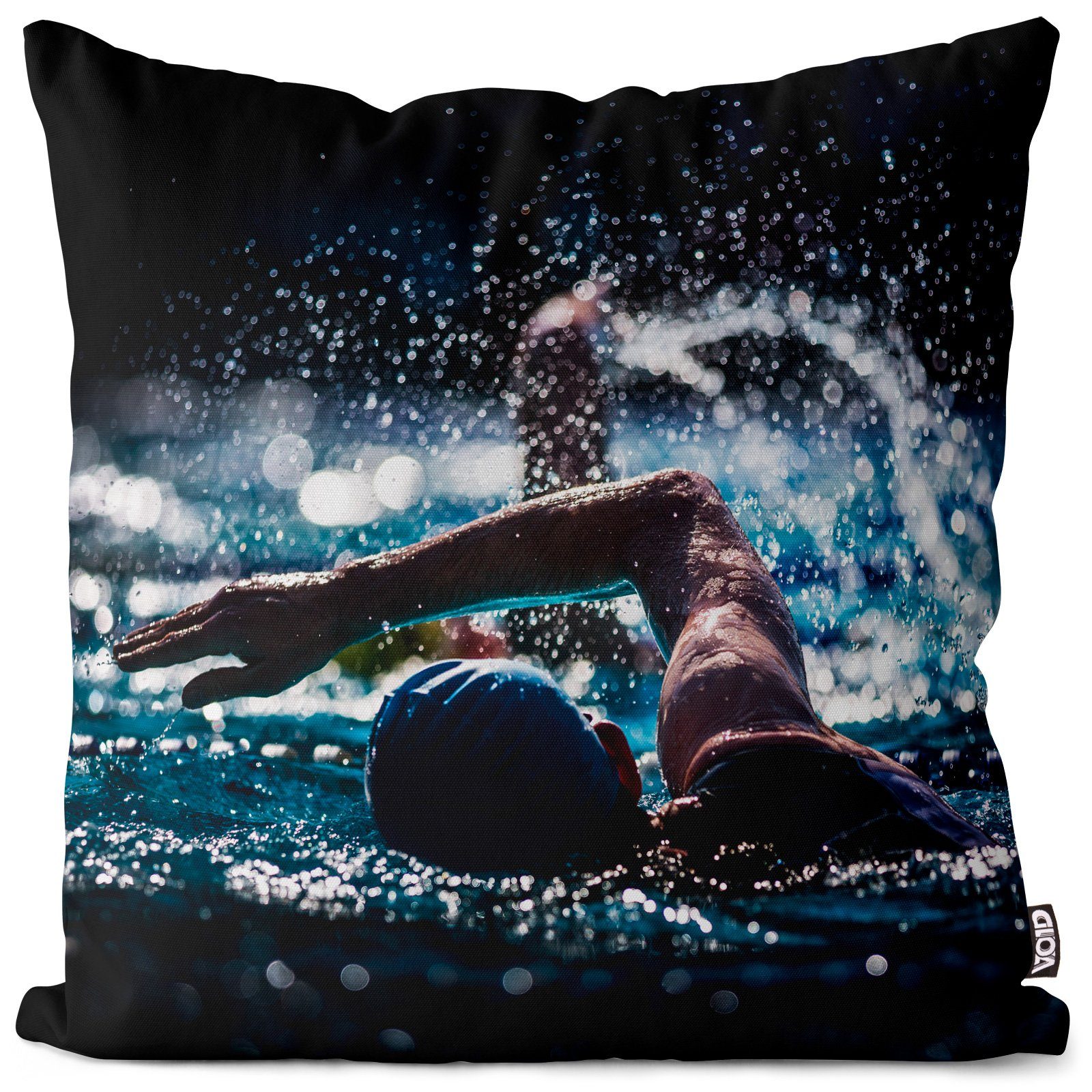 Kissenbezug, VOID (1 Stück), Sofa-Kissen Freistilschwimmer Sport Schwimmen Schwimmbad Hallenbad Schwimmen Pool Schwimmen Bahnen Sport Badehose Sommer Urlaub 10m 100m Olymp