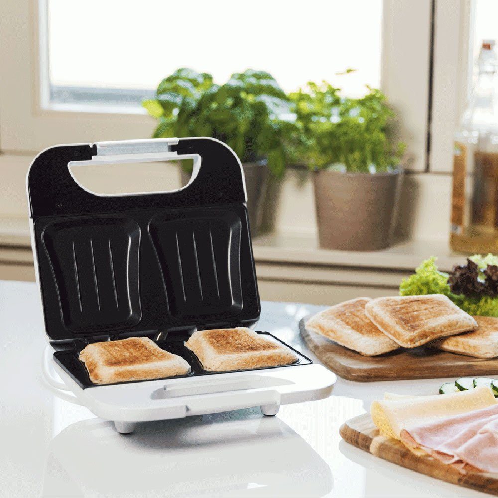 bestron Sandwichmaker, Sandwich Maker Toaster Grill Camping 2 elektrisch weiß antihaft