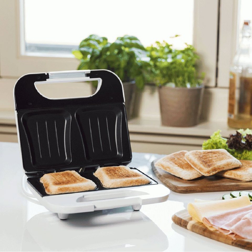 bestron Sandwichmaker, Sandwich Maker Toaster Grill elektrisch weiß  antihaft Camping 2