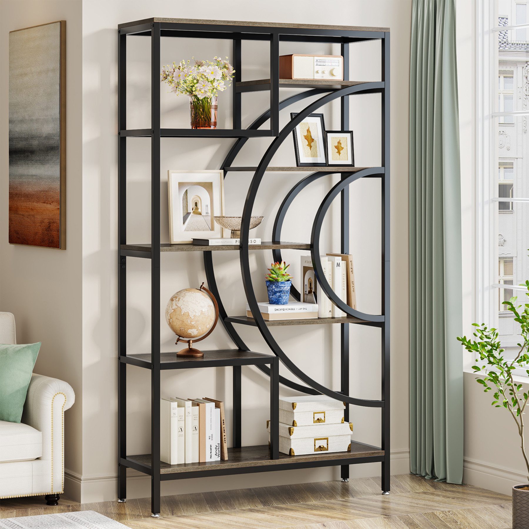 Tribesigns Bücherregal 179cm Industrielles 8-stöckiges Bücherregale, günstig online kaufen