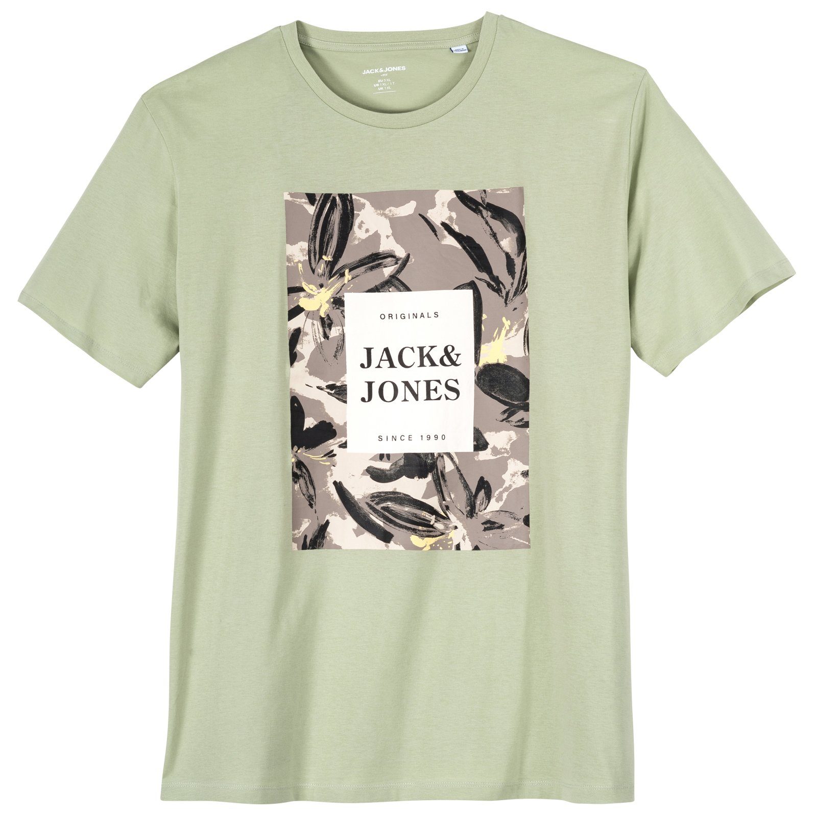 Jack & Jones Rundhalsshirt »Jack&Jones Große Größen Herren T-Shirt  JORFLOWER blassgrün Print« online kaufen | OTTO