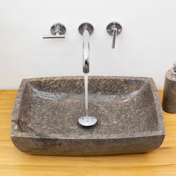 wohnfreuden Aufsatzwaschbecken Marmor Waschbecken MARA 50 cm grau rechteckig (Kein Set), 53_5853