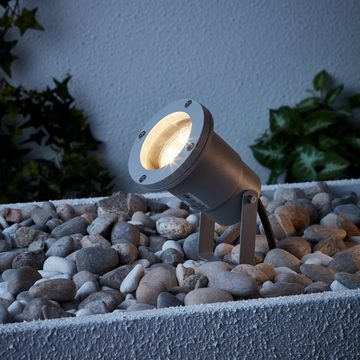 Lightbox Außen-Stehlampe, LED wechselbar, warmweiß, spritzwassergeschützte Gartenleuchte - mit warmweißem Licht 16cm Hoch
