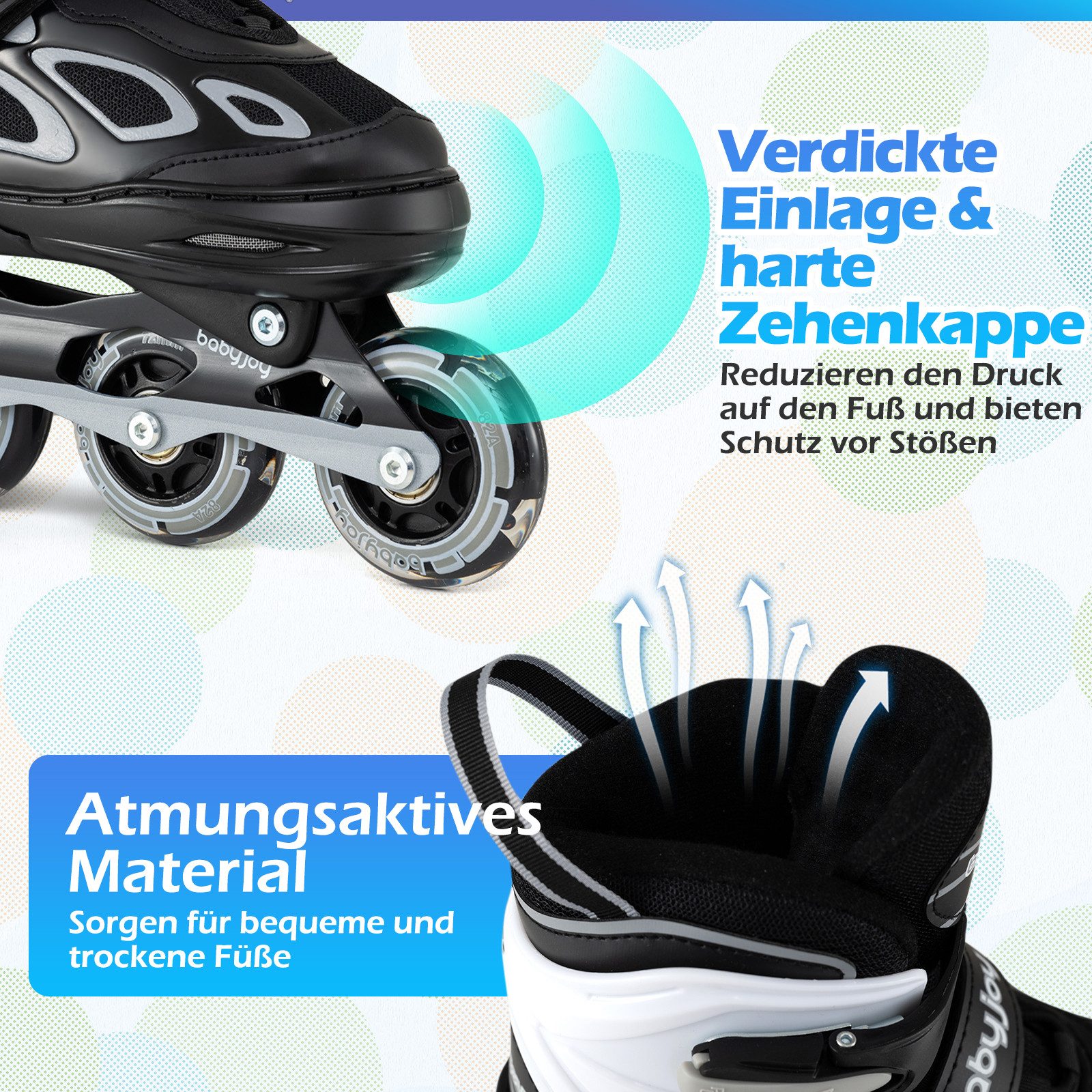 COSTWAY Rollschuhe, Einstellbare Inlineskates für Kinder, mit leuchtenden Rädern