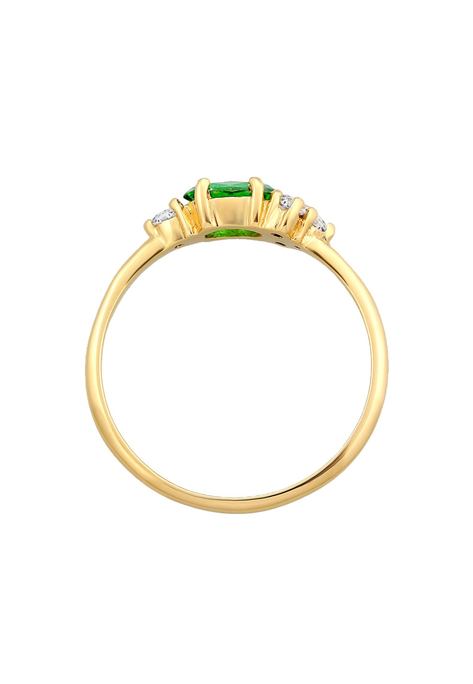 Grün Gold Zirkonia Fingerring Silber Verlobung Elli Smaragd 925