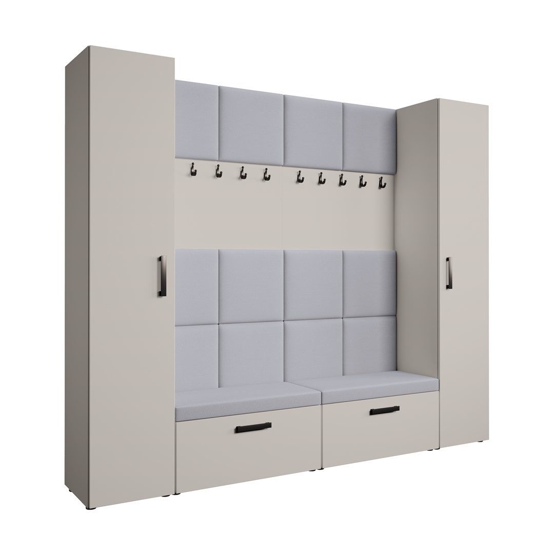 Beautysofa Garderobenschrank Garderobenschrank mit gepolsterten Paneelen günstig online kaufen