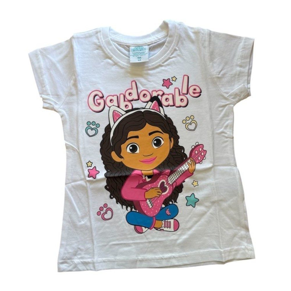 DreamWorks T-Shirt Kurzarm-Shirt für Mädchen, Gabby´s Dollhouse, Rosa oder Weiß, Größe