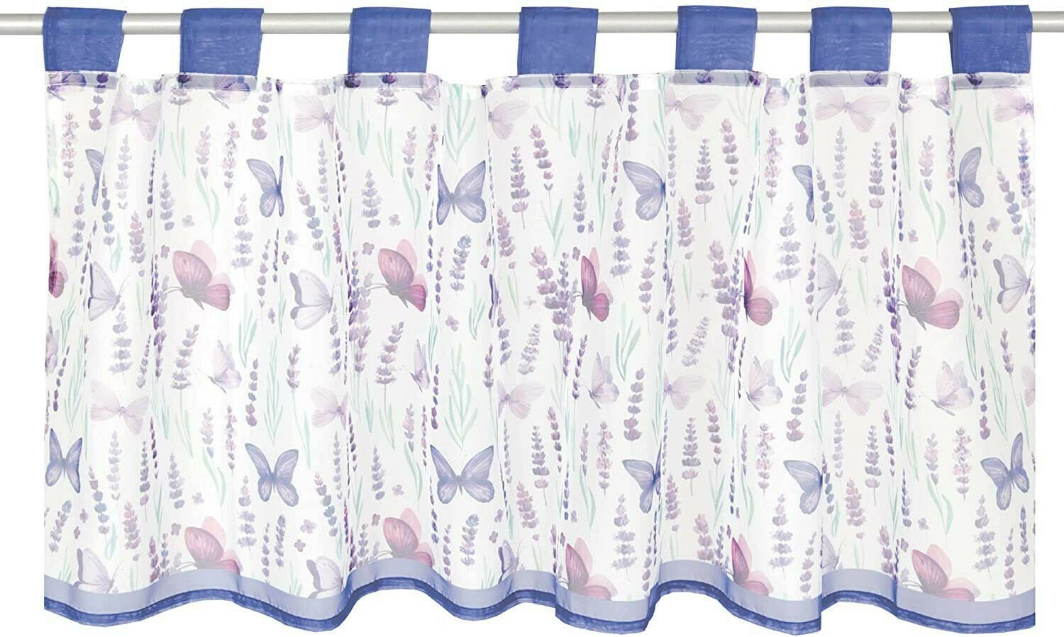 Scheibengardine Scheibengardine mit Schlaufen, Lavendel, BxH 120x45, Serie:  Angie, Clever-Kauf-24, Schlaufen (1 St), transparent