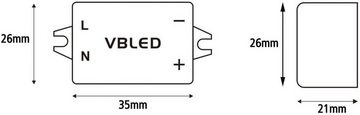 VBLED LED Einbaustrahler "ALDYNE" 1W LED Mini Einbauspot 350mA IP44 Warmweiß - SET, LED fest integriert, Warmweiss