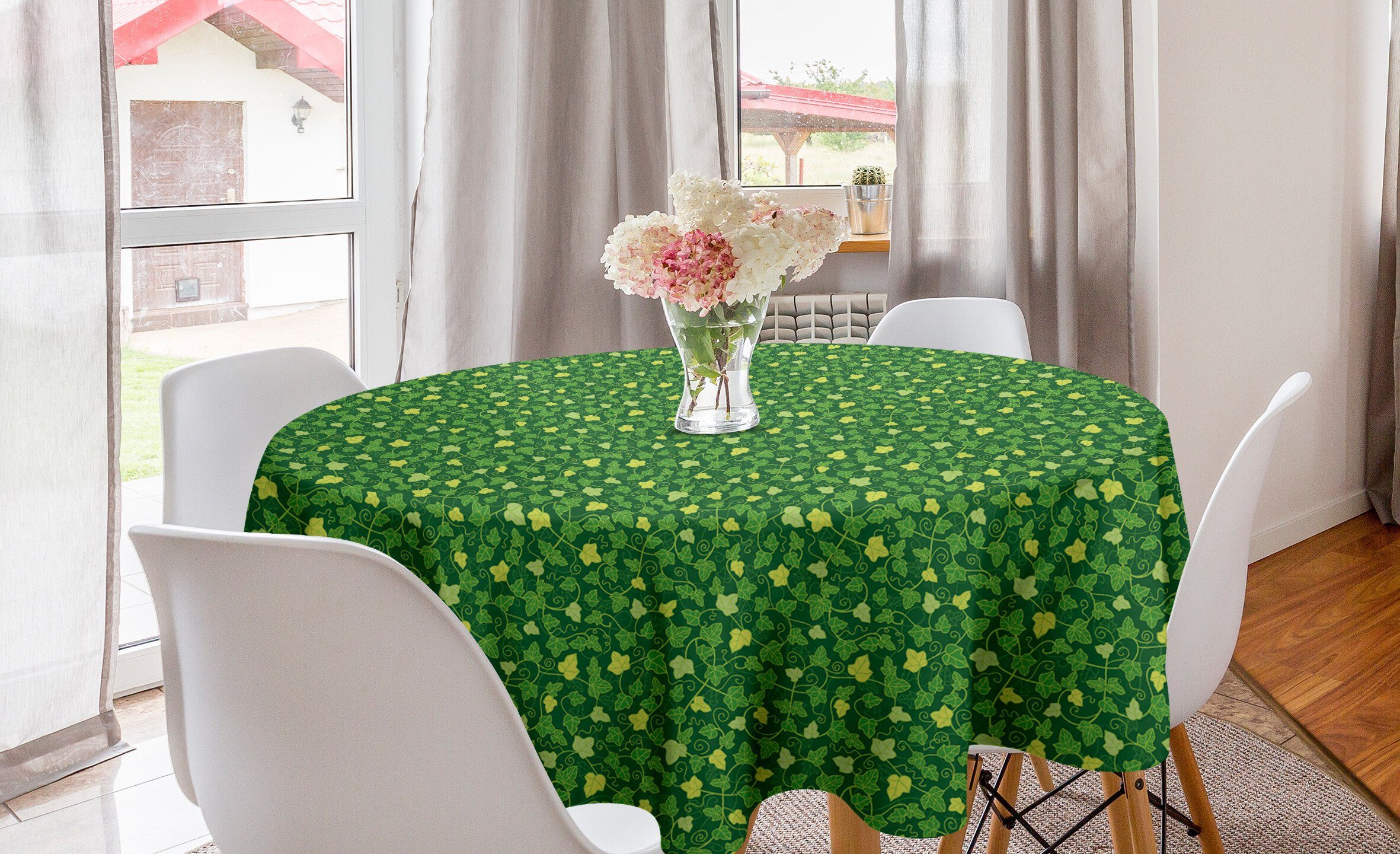 Green Abdeckung für Cartoon Tischdecke Dekoration, Küche Abstract Abakuhaus Ivy Kreis Pflanzen Esszimmer Tischdecke