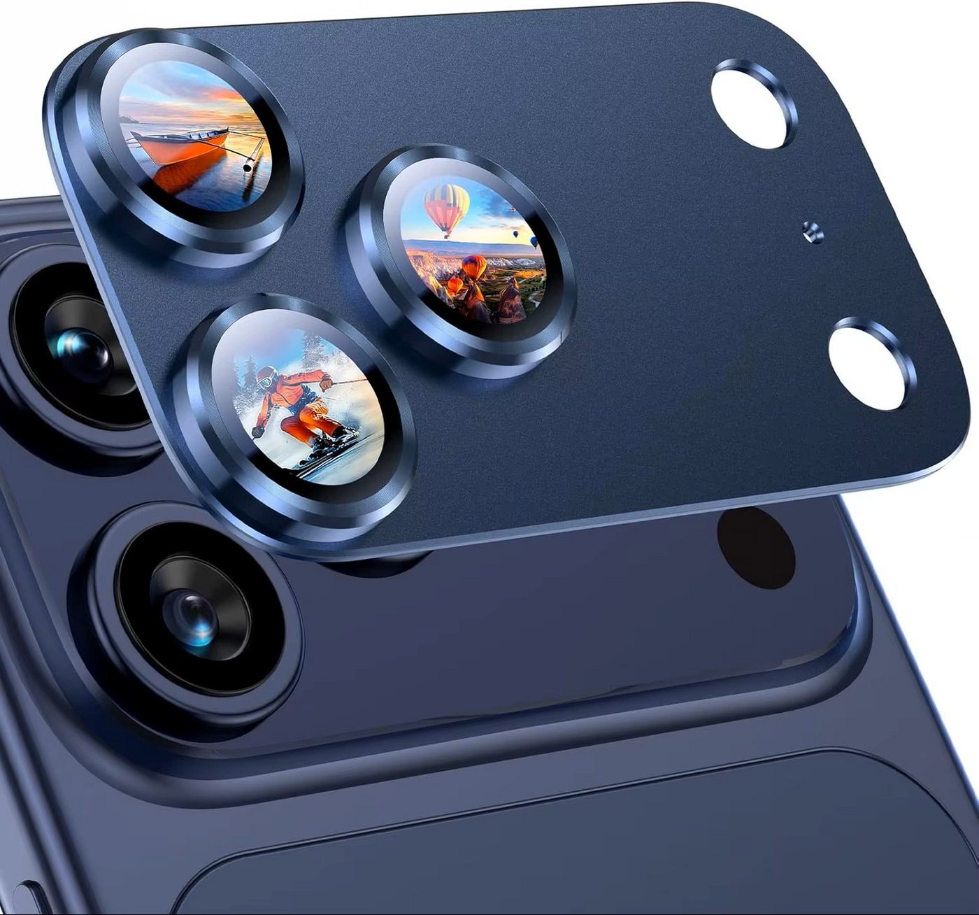 Protectorking Kameraschutzglas 1x Kameraschutzglas Kameraschutz Aluminium 9H Glas Kratzfest Blau für iPhone 17 Pro Max, 1 Stück, Kameraschutz, Linsenschutz, Objektivschutz, kratz- & stoßfest