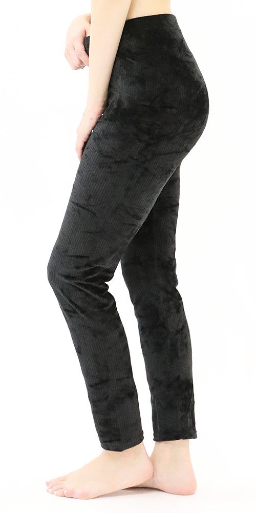 Leggings Park Leggings Damen Leggings Winter "SAMT" gestreift elastische Taille Soft Stretch (Diese Winter-Samt-Leggings mit gestreiftem Muster sind der perfekte Begleiter für die kälteren Tage) Anti-Cellulite, Shaping und Stretch