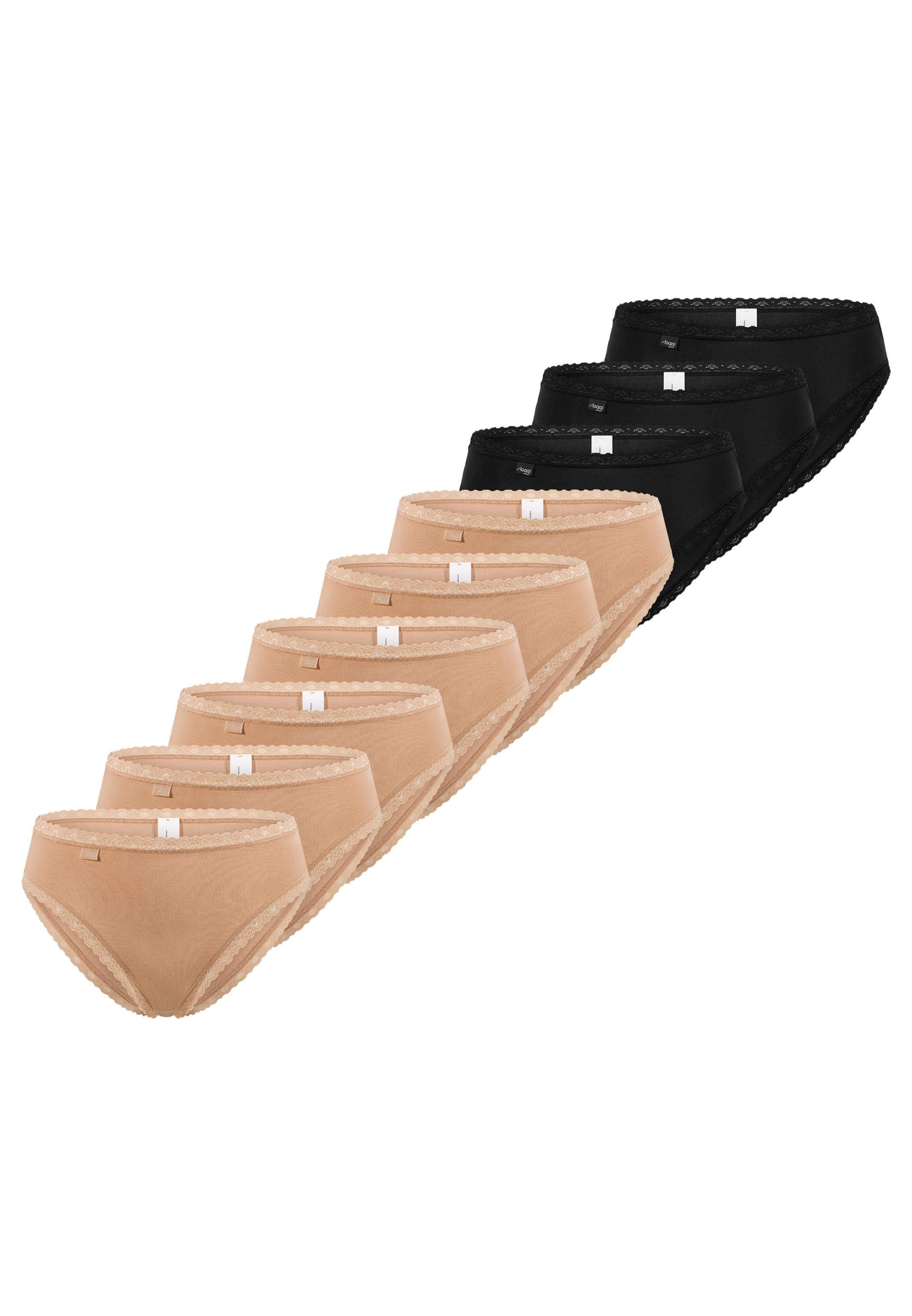 sloggi Tai-Slip 9er Pack 24/7 Cotton Lace (Spar-Set, 9-St) Tai Slip - Baumwolle - Atmungsaktiv