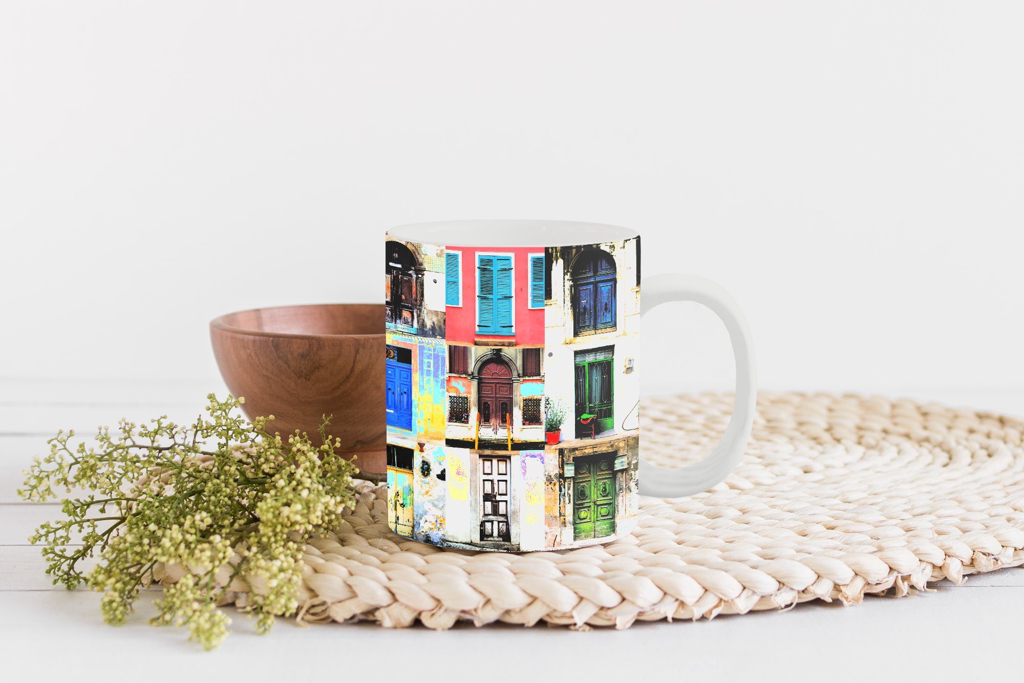 Türen - Regenbogen Architektur Geschenk MuchoWow Tasse Kaffeetassen, - - Teetasse, Collage, Becher, Keramik, Teetasse,