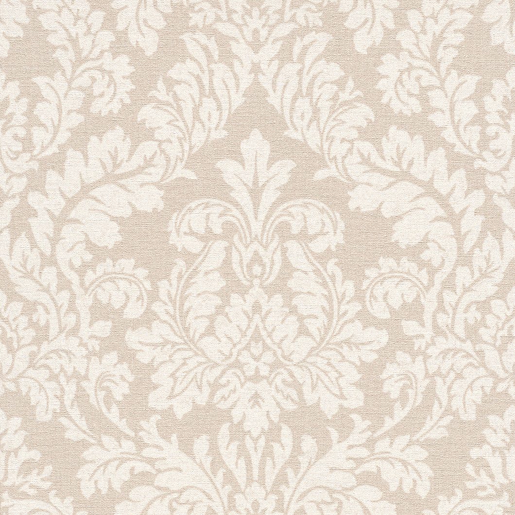 Rasch Vliestapete Ornamente - Vinyltapete Beige Creme, Textiloptik, (1 Rolle, 1 St., 10,05 m x 0,53 m), gute Lichtbeständigkeit, feucht abwischbar, restlos abziehbar