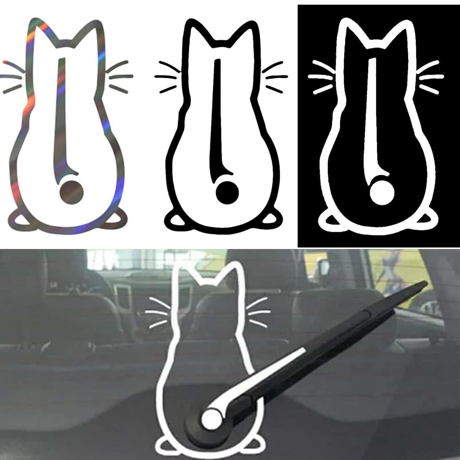 LuxusKollektion Reflektor-Aufkleber Katzen Wischer Aufkleber 3er Set reflektierend Heckscheibe Auto