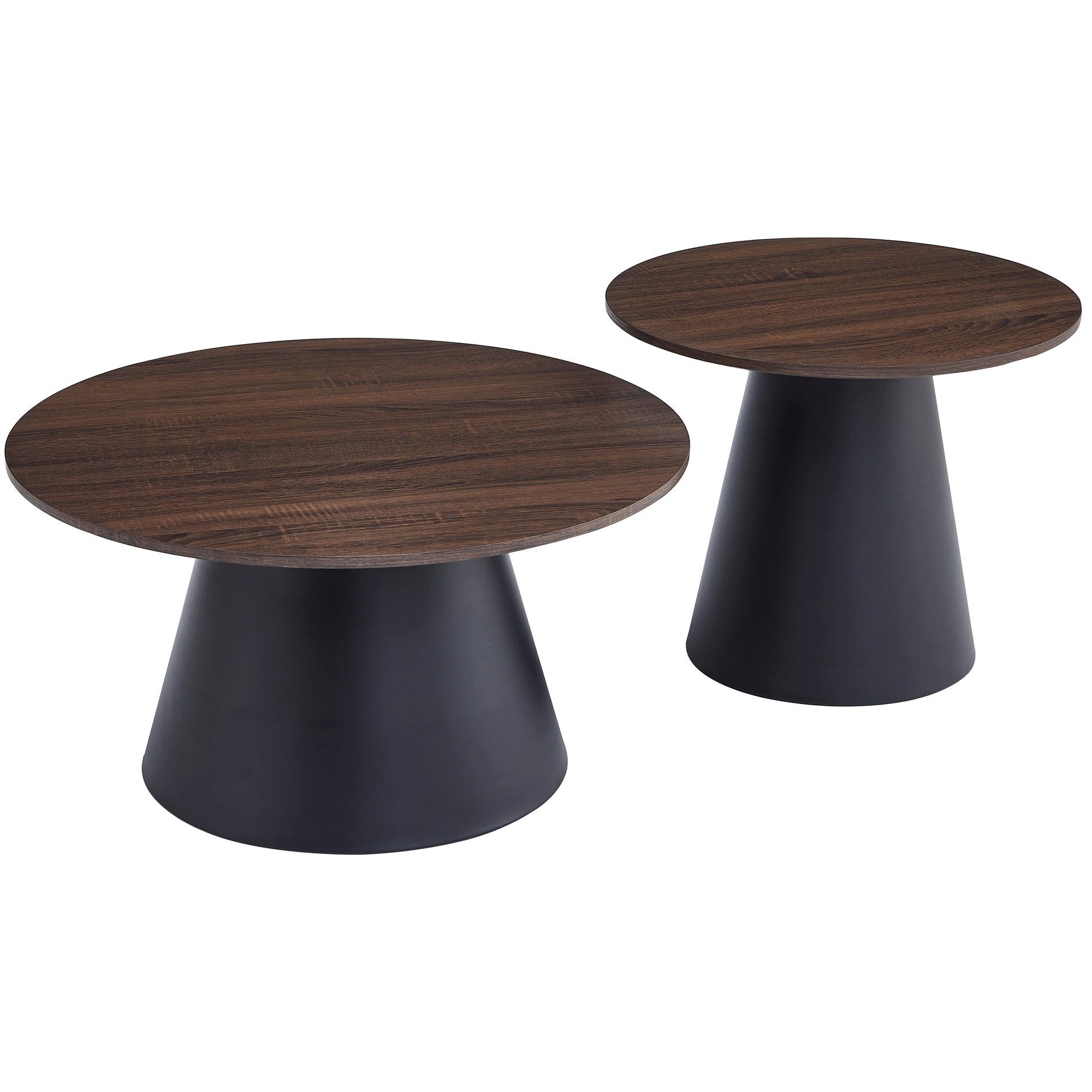 Selsey Couchtisch LUNNEA, Couchtisch-Set kaskadierbar, Nussbaum, Gestell Schwarz