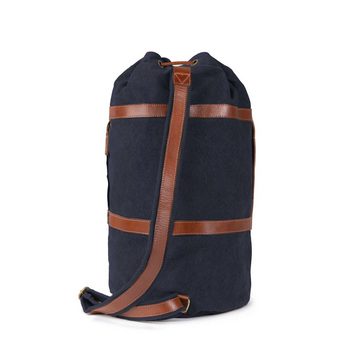 DRAKENSBERG Rucksack Seesack »Robin« (M) Marine-Blau, kleine Vintage Reisetasche mit Rucksackfunktion aus Canvas und Leder