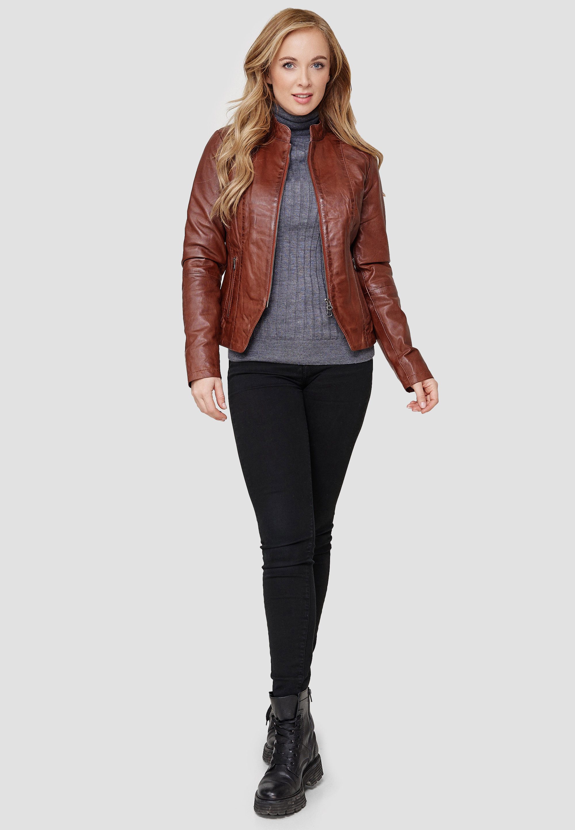 Mouflon Lederjacke Kira Stehkragen günstig online kaufen