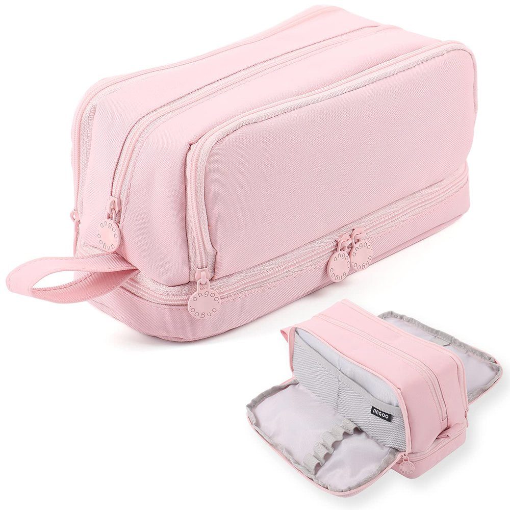 GelldG Federmäppchen Federmäppchen Große Kapazität, Mäppchen Federtaschen Etui 4 Fächer rosa