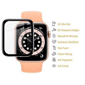 Protectorking Schutzfolie 1x Plexiglas für Apple Watch 4/ 5/ 6 44mm FULL CURVED Displayschutz, (1-Stück), Rand