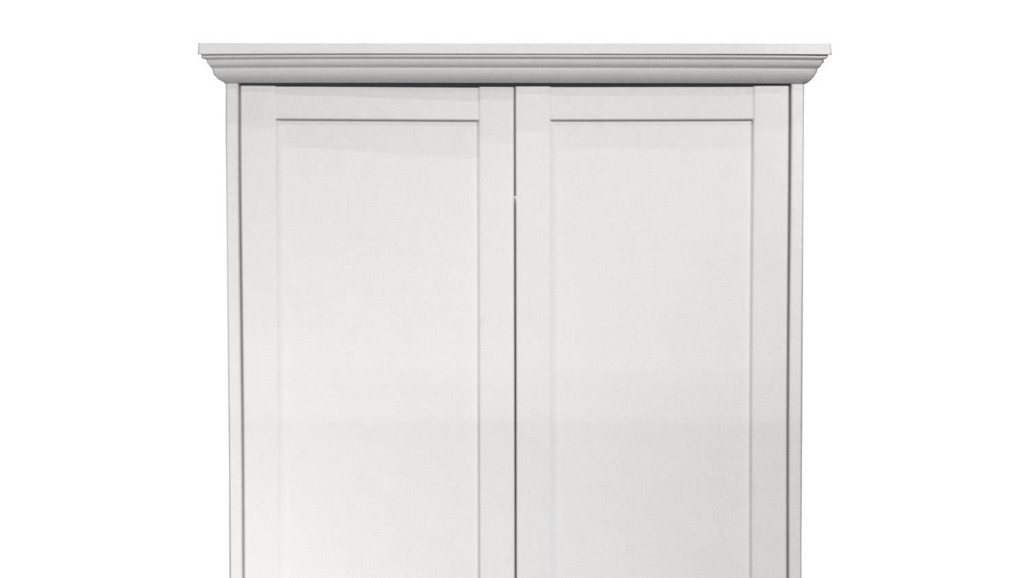 Finori Kleiderschrank Kleiderschrank Landwood weiß 2 Schubkästen Landhausstil 80 cm