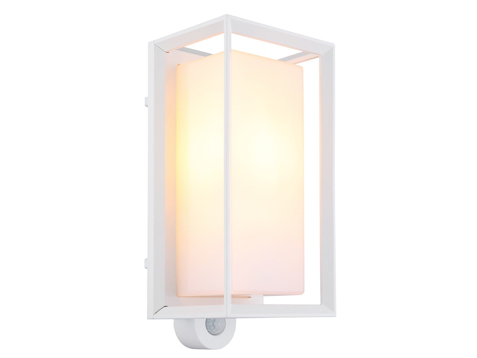 GLOBO LIGHTING LED Außen-Wandleuchte aus Aluminium in Weiß, Höhe 28cm, Bewegungsmelder, LED wechselbar, warmweiß, Außenleuchte-n mit Bewegungssensor Außen-beleuchtung Hauswand Einfahrt