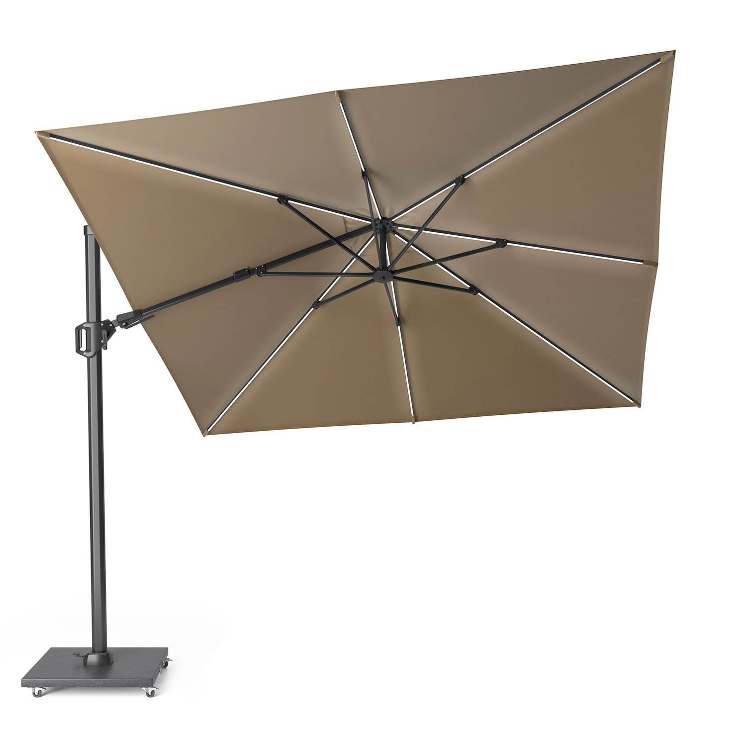 Platinum Sonnenschirm mit LED Beleuchtung Challenger T² Basic 360° kippbar, LxB: 300x300 cm