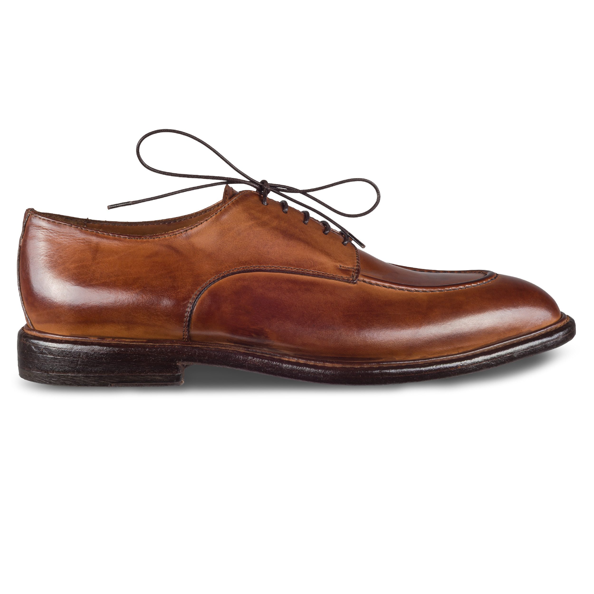 LEMARGO Herren Schnürschuh braun, Kalbsleder stonewashed, IW07A Schnürschuh Handgefertigt in Italien