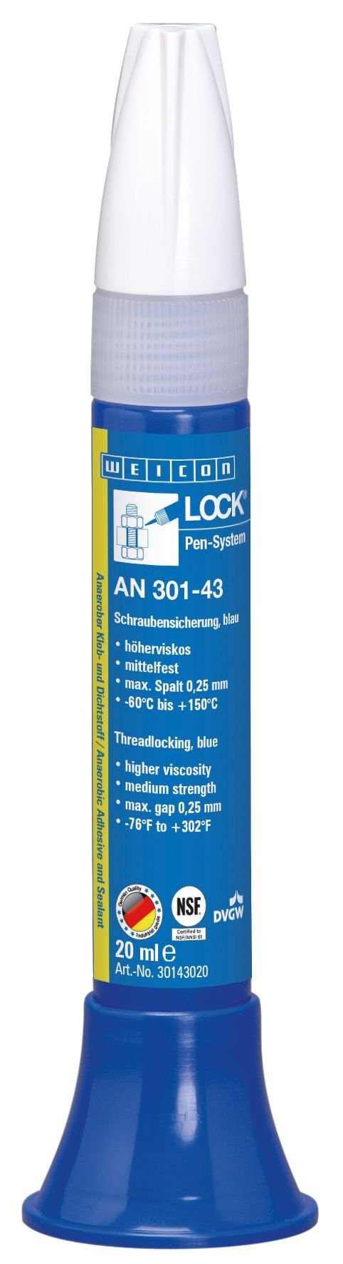 WEICON Schraubensicherung WEICONLOCK® AN 301-43 Schraubensicherung, mittelfest, blau, (Flasche), normal demontierbar