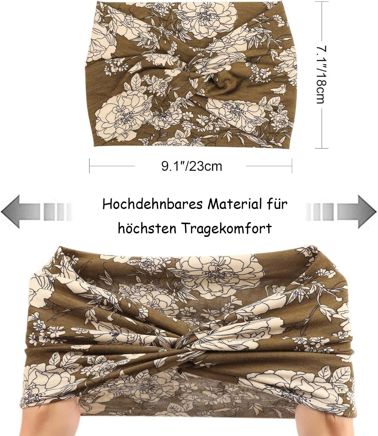 nsihing Haarband 8er Set Haarbänder Damen breite elastische weiche Boho-Stirnbänder, 8-tlg.