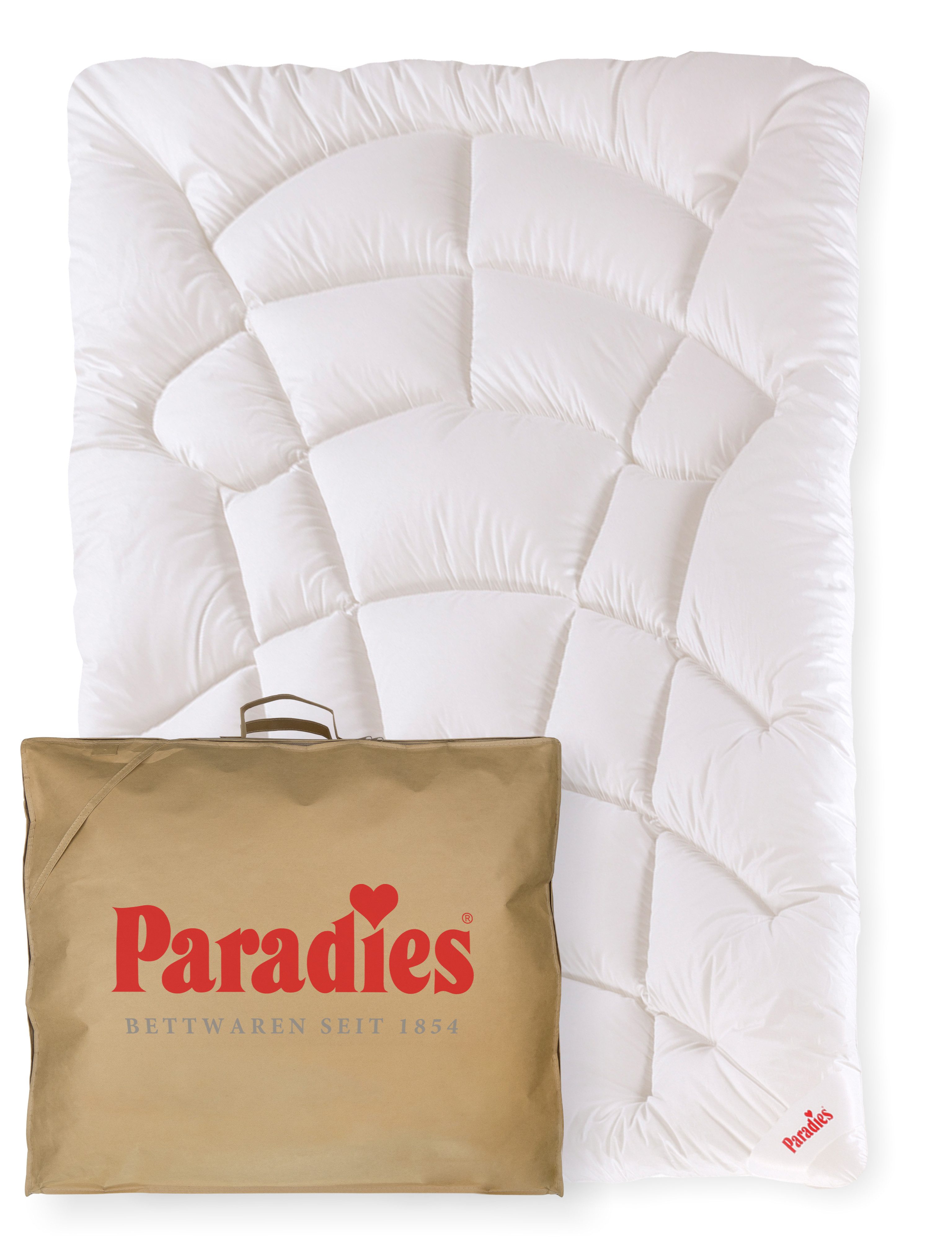 Paradies Kunstfaserbettdecke Runa, Füllung: 100% Polyester, Bezug: 100% Baumwolle, extra voluminöse & kuschelige Ganzjahresbettdecke, vegane Daunendecke