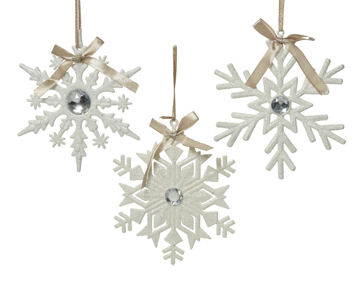 Kaemingk Christbaumschmuck, Christbaumschmuck Schneeflocke Kunststoff 15cm weiß 1 Stück sortiert