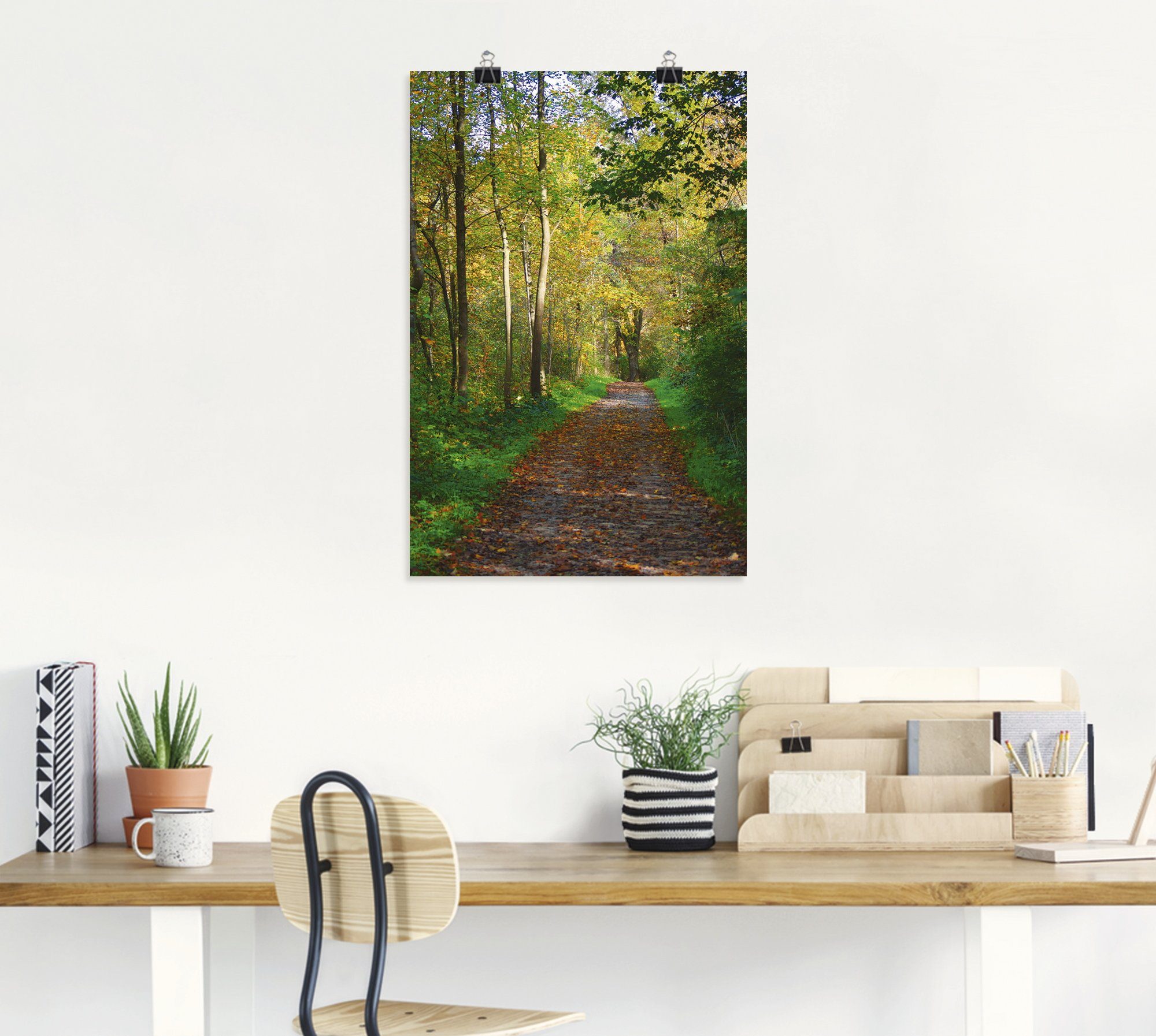 Artland Wandbild Weg im Herbst als versch. in Wald Poster Wald, Leinwandbild, Alubild, Wandaufkleber St), (1 oder Größen