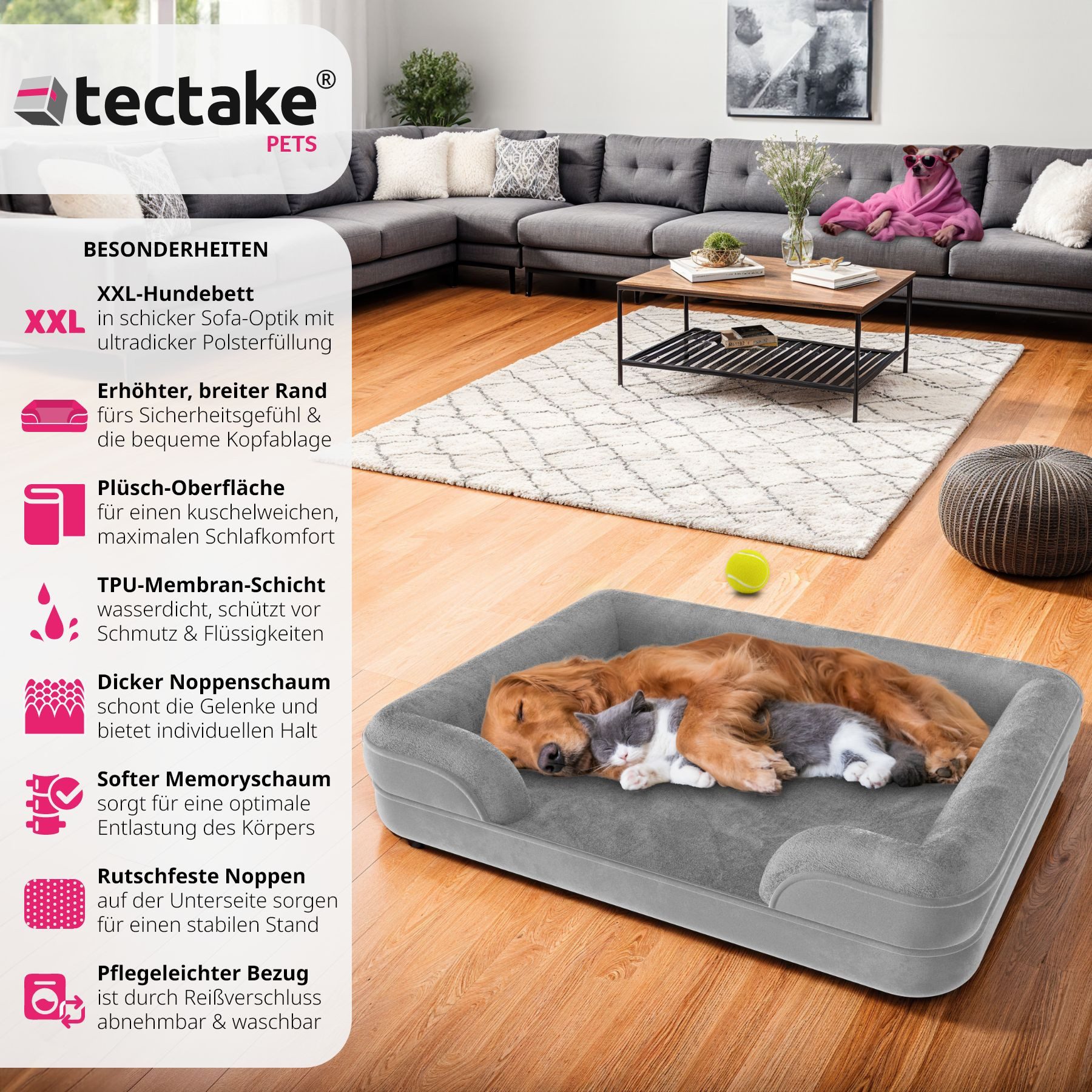 tectake Hundematte Orthopädisches Hundebett, mit abnehmbarem, günstig online kaufen