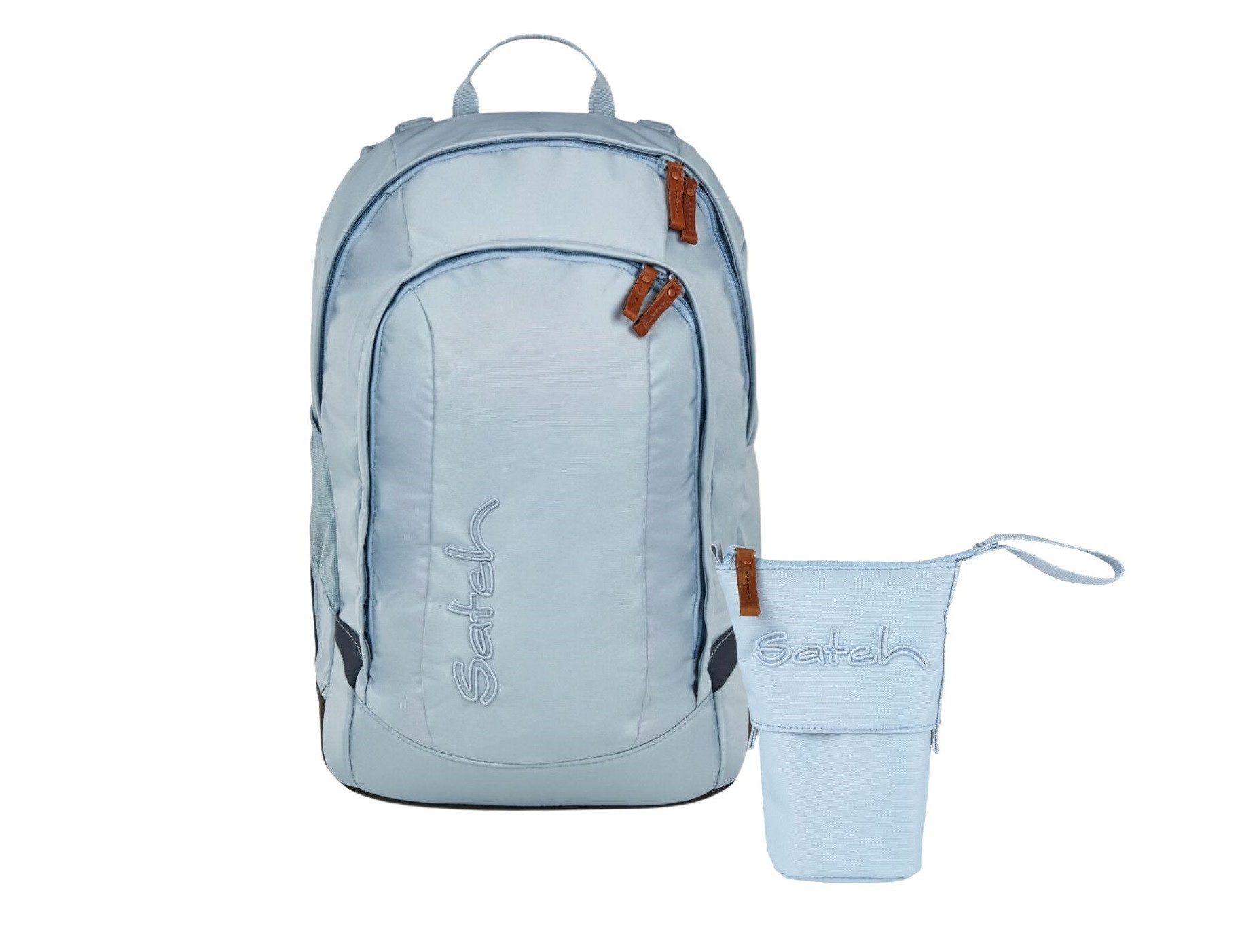 Satch Schulranzen Schulrucksack-Set AIR Nordic Ice Blue 2-teilig (2-teilig), Schulranzen, ergonomisch, Laptop-Fach, Your-Size-System
