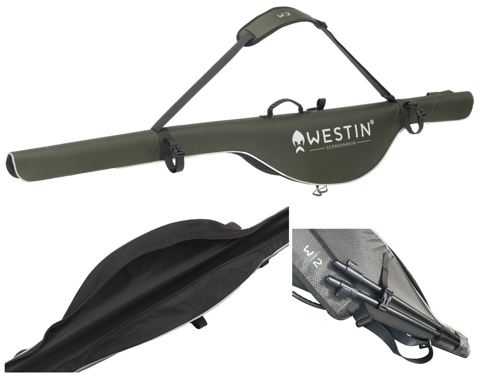 Westin Fishing Angelrutentasche W2 Rod Case Semitele Rutenfutteral 193x24x8cm - Ruten Gurt Banksticks (1-tlg), Seitentasche und elastische Gurte für Banksticks