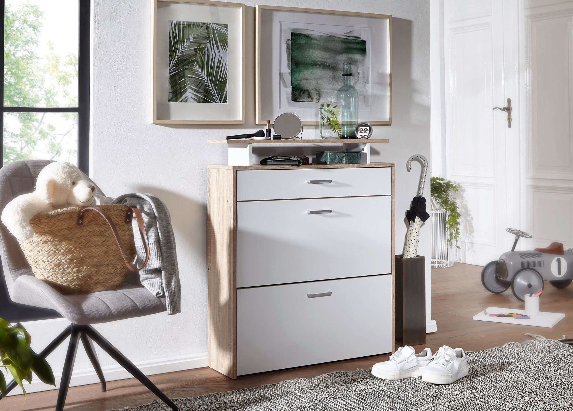 FINEBUY Schuhkipper FB42994 Schuhschrank Schuhregal 16 Paar Schuhe (80x95x2 günstig online kaufen