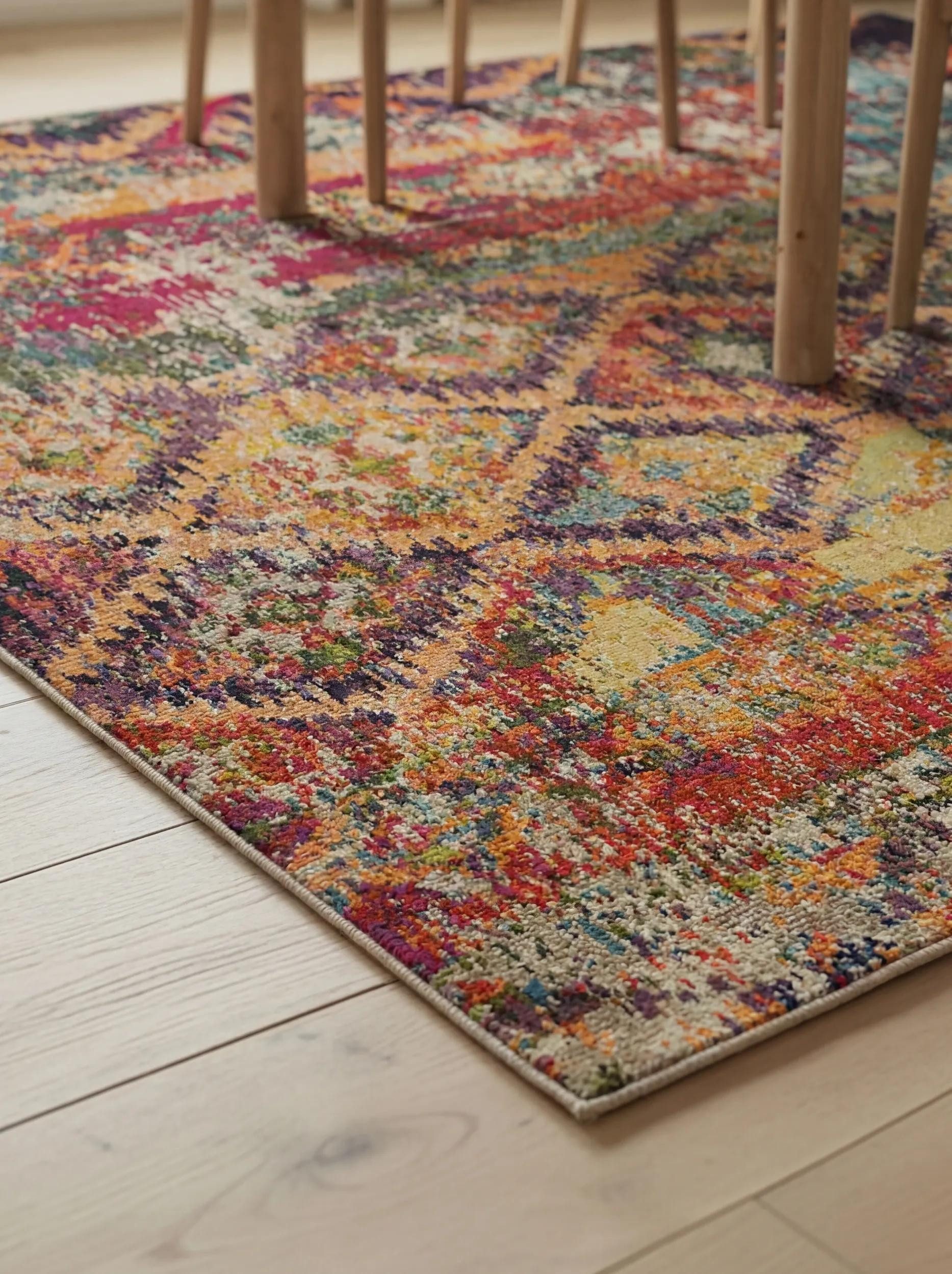 benuta Teppich Casa, rechteckig, Höhe: 11 mm, Teppich Wohnzimmer, Esszimmer, Schlafzimmer, Flur, Farbenfroh, Retro