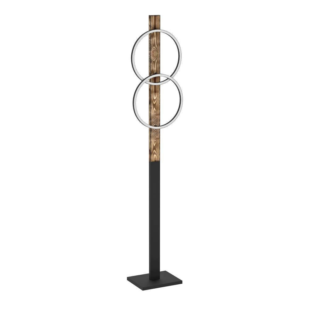 EGLO Stehlampe BOYAL, LED fest integriert, Warmweiß, Standleuchte, geflammtes Holz, schwarzes Metall, Stehleuchte, 150cm