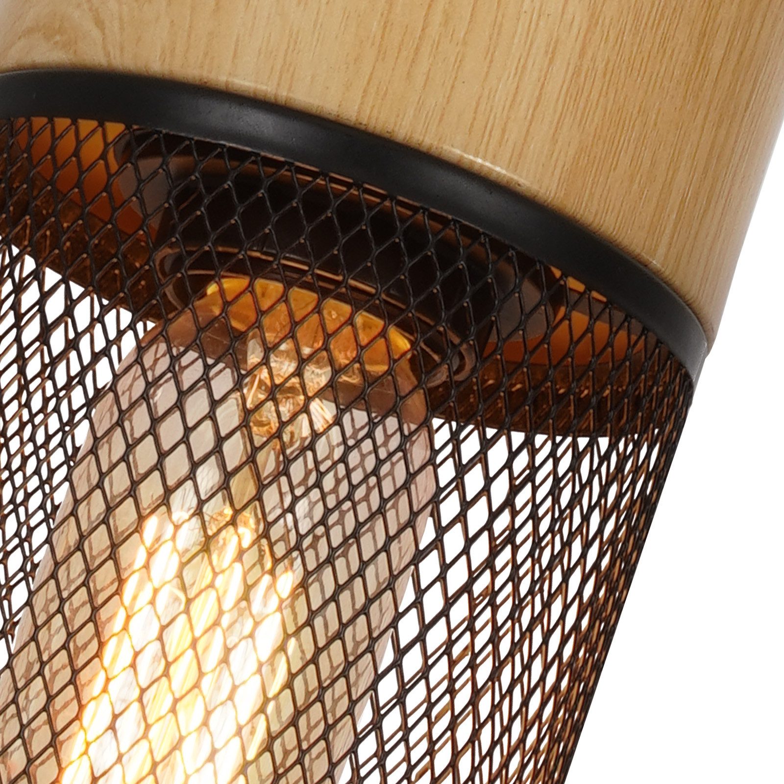 ZMH Pendelleuchte Esszimmer 1/3 Flammig Hängeleuchte Schwarz Holzmaserung Bar Flur, Einfache Installation, ohne Leuchtmittel, Industrial E27 Esstischlampe für Schlafzimmer Küche