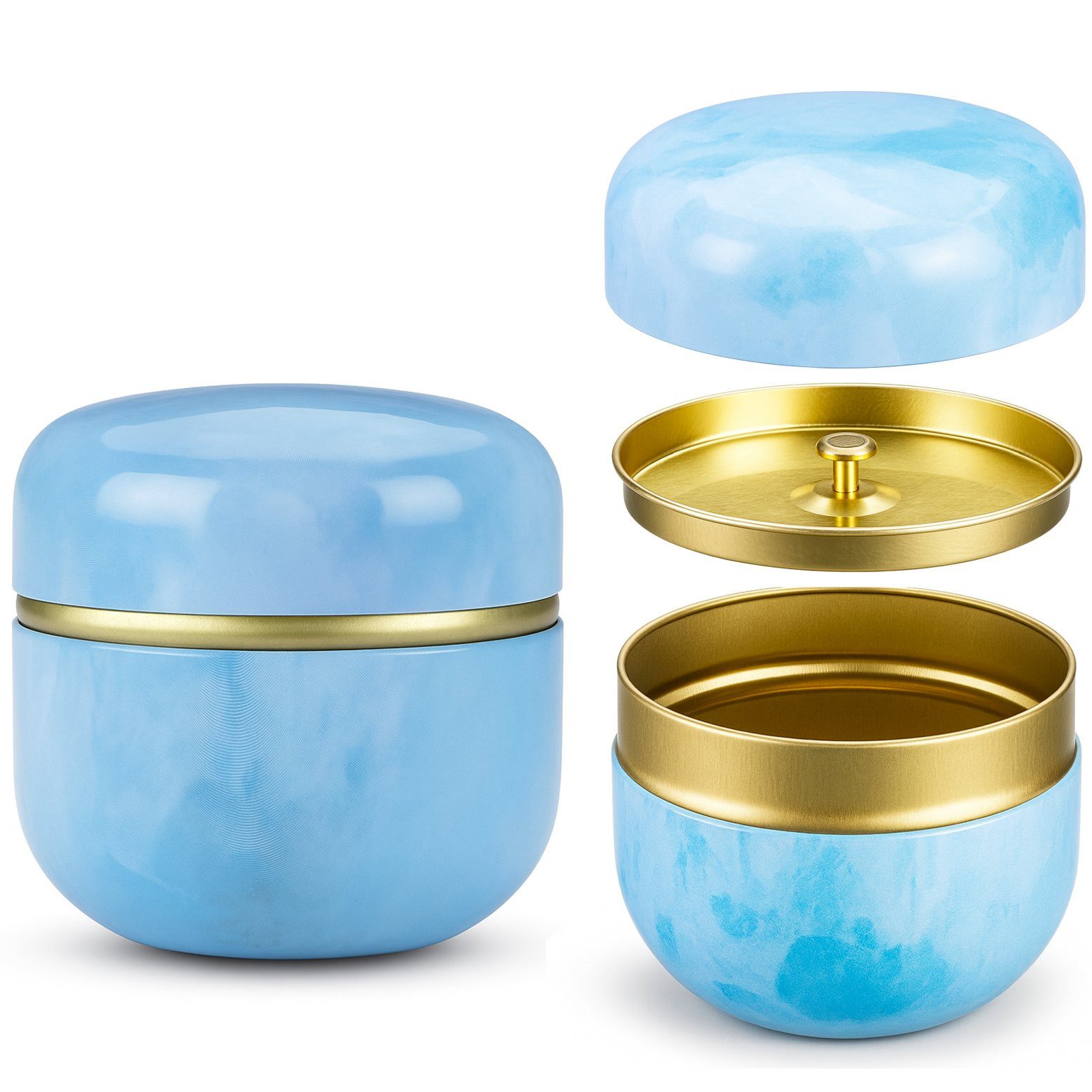 Goodwei Teedose Chazutsu Matcha Teedose aus Metall: japanisches Design, blau, Weißblech, (3-tlg)