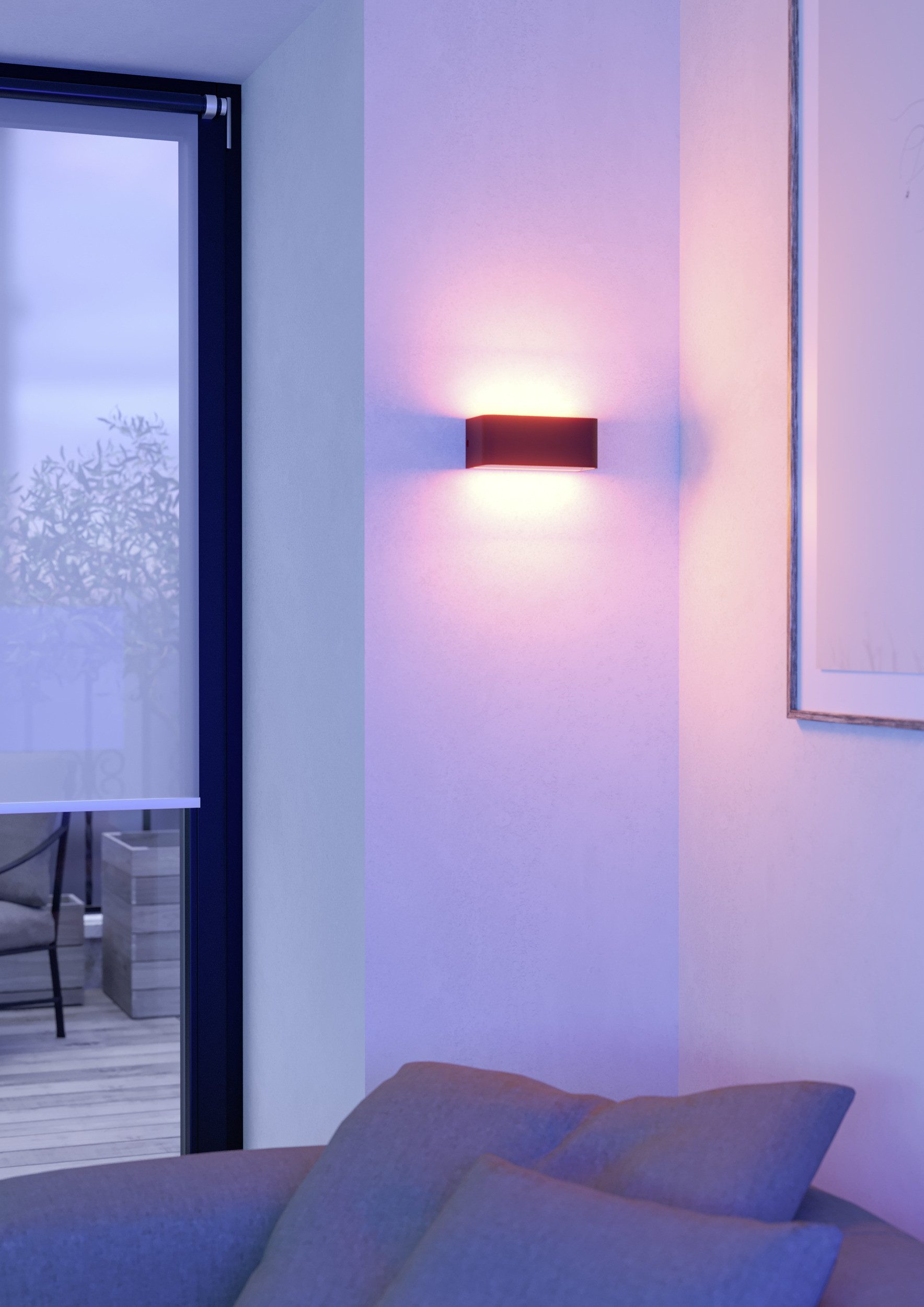 EGLO Wandleuchte SANIA-Z Wandlampe - Alu, Stahl - LED - 1X10W - IP55, Bluetooth, CCT - über Fernbedienung, Dimmfunktion, Farbwechsel, Memoryfunktion, Nachtlichtfunktion, RGB, Weckerfunktion, dimmbar über Fernbedienung, mehrere Helligkeitsstufen, LED fest integriert, Neutralweiß, Kaltweiß, Warmweiß, RGB, Außenbeleuchtung, Außenwandleuchte, Terrasse, L20 x H8 x AL9 cm