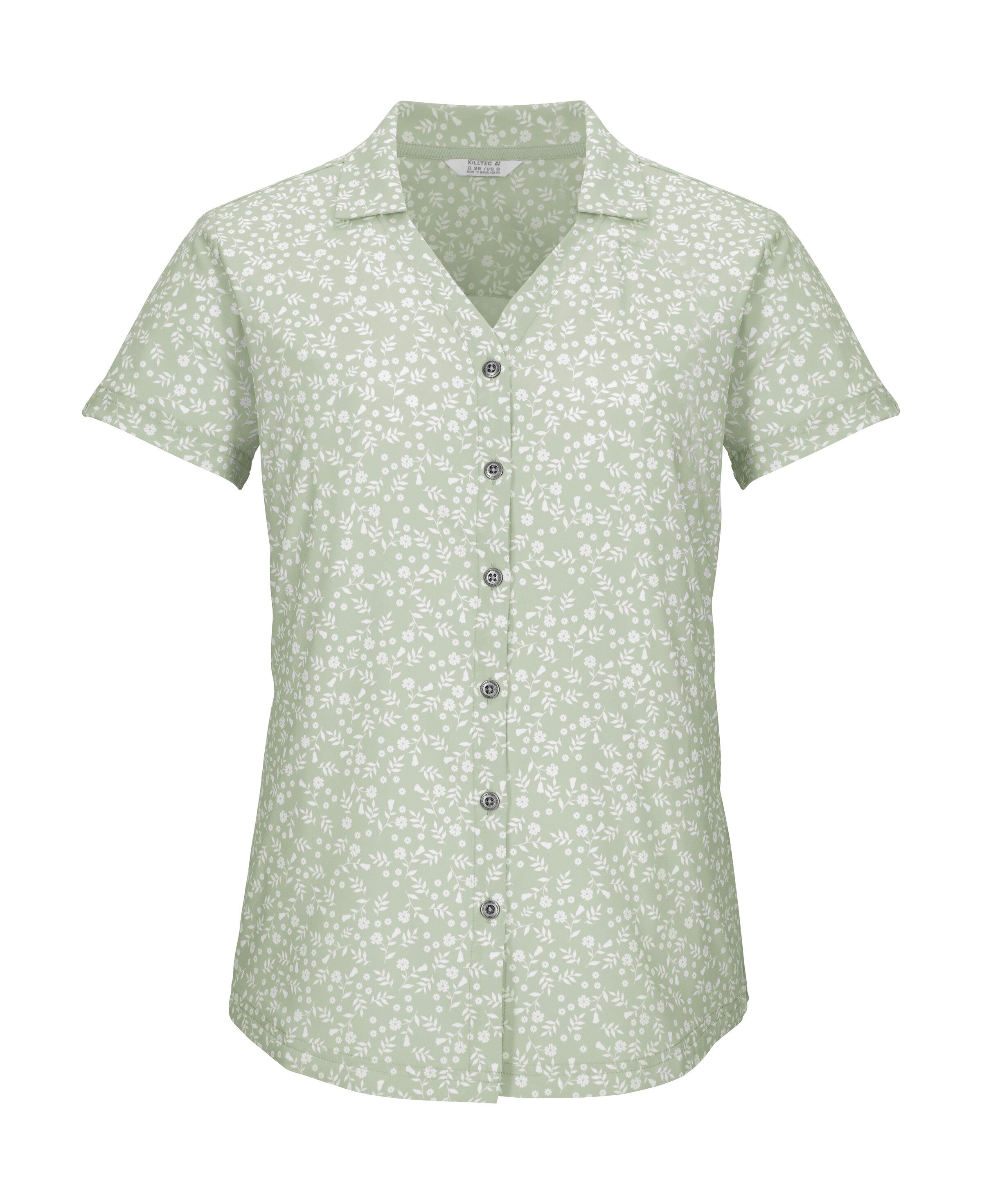 Killtec Funktionshemd KOS 86 WMN WVN SHRT Schnelltrocknende Damenbluse mit floralem Print und Zierriegeln