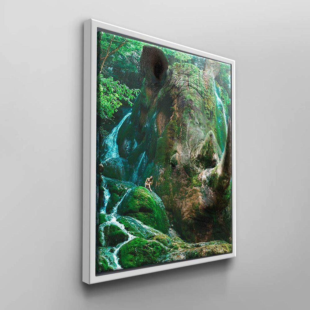 Leinwandbild, Nashorn DOTCOMCANVAS® Wandbild schwarzer Natur von Rahmen