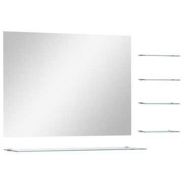 vidaXL Spiegel Wandspiegel mit 5 Ablagen Silbern 80x60 cm (1-St)