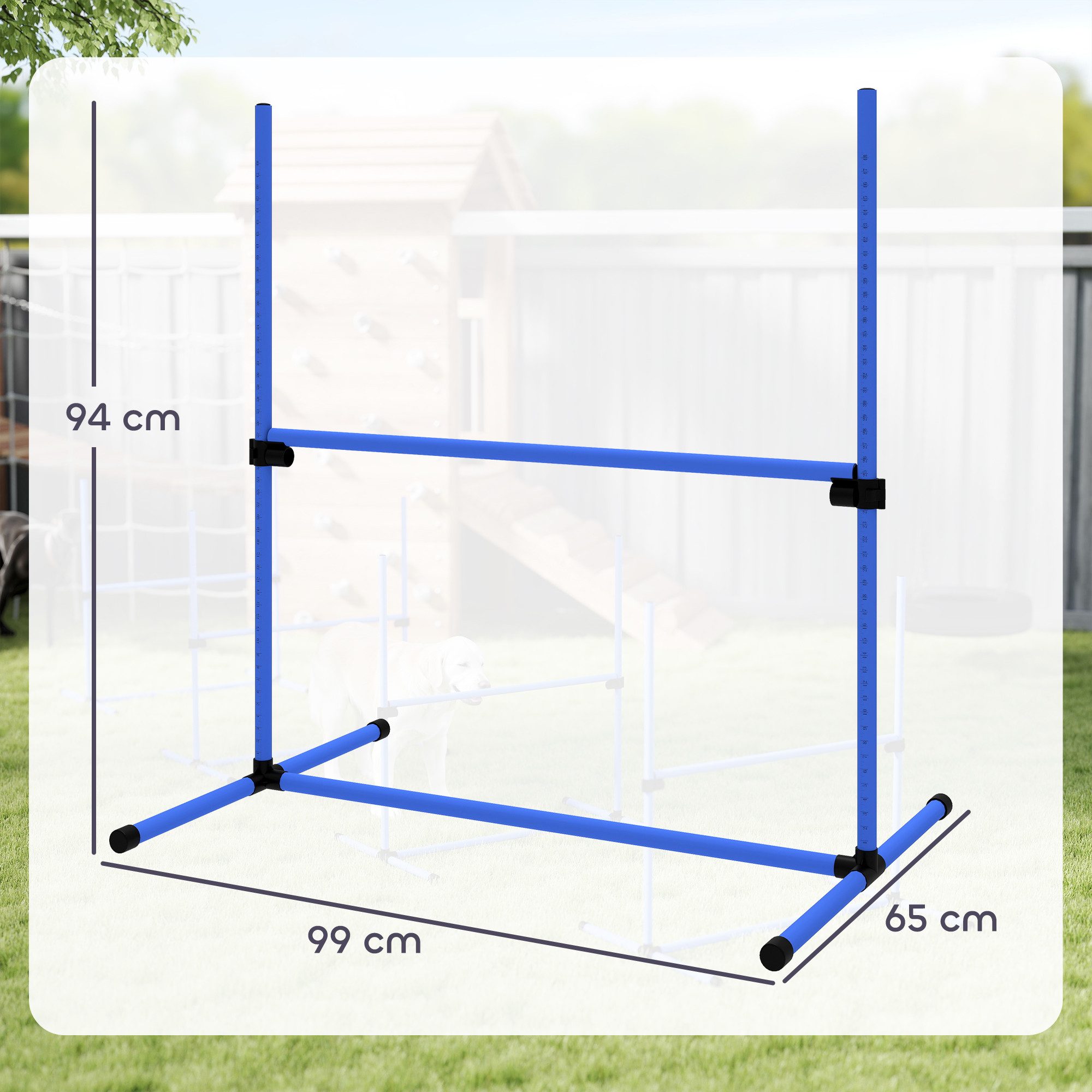 PawHut Agility-Hürde Agility Set höhenverstellbar Sprungstangen-Set mit Tragetasche, Kunststoff, Hunde Hürden-Set (4-tlg) für Hunde, Blau