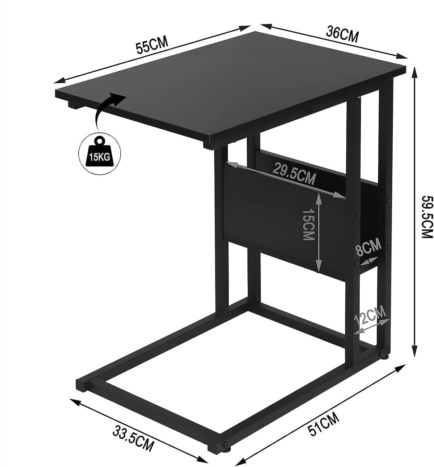 Woltu Beistelltisch Schwarz MDF aus (1-St), Kaffeetisch Sofatisch Couchtisch Metall