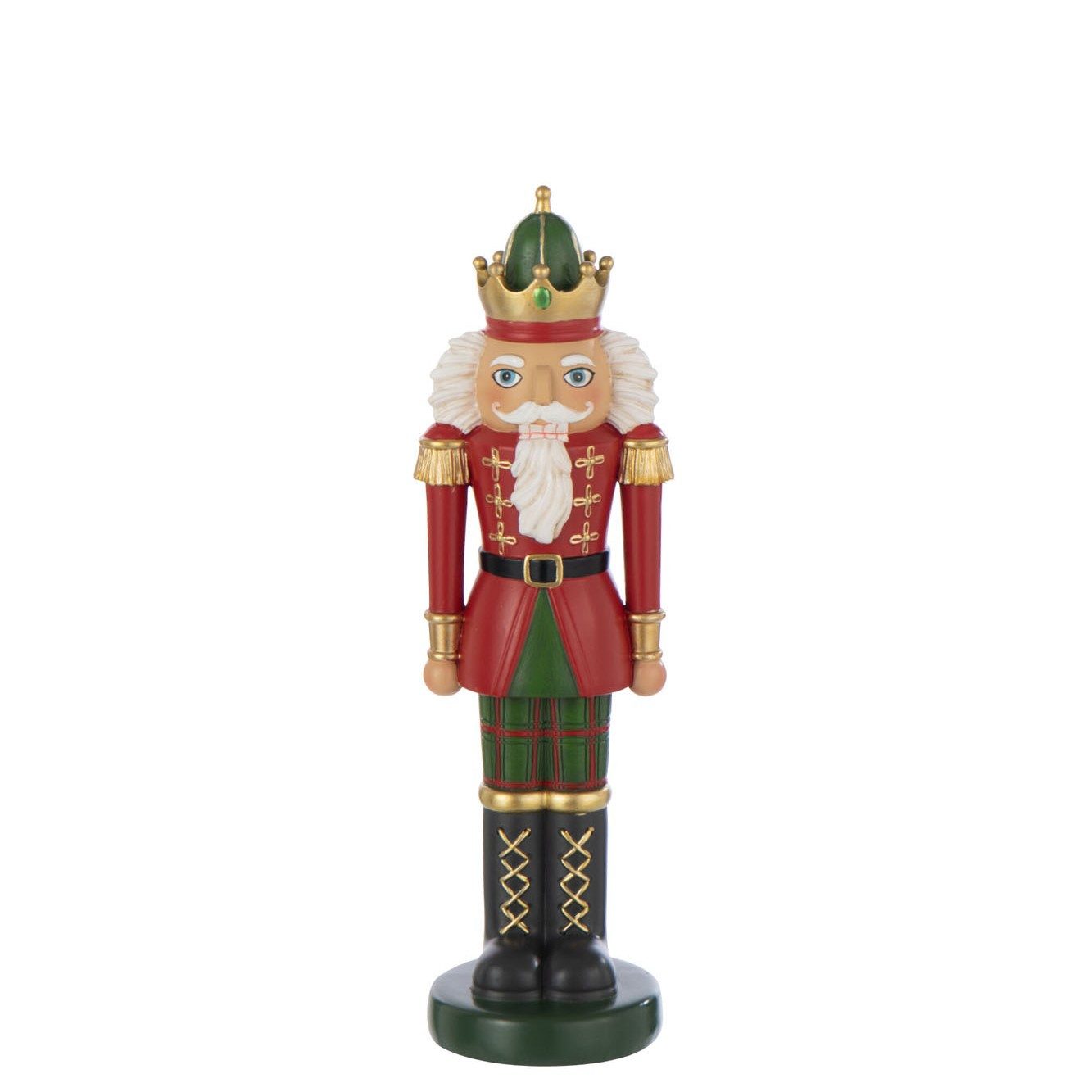 J-line Weihnachtsfigur Nussknacker Figur Polyresin rot-grün-gold Weihnachtsdeko (1 St), traditionelle Weihnachtsdeko & Geschenkidee