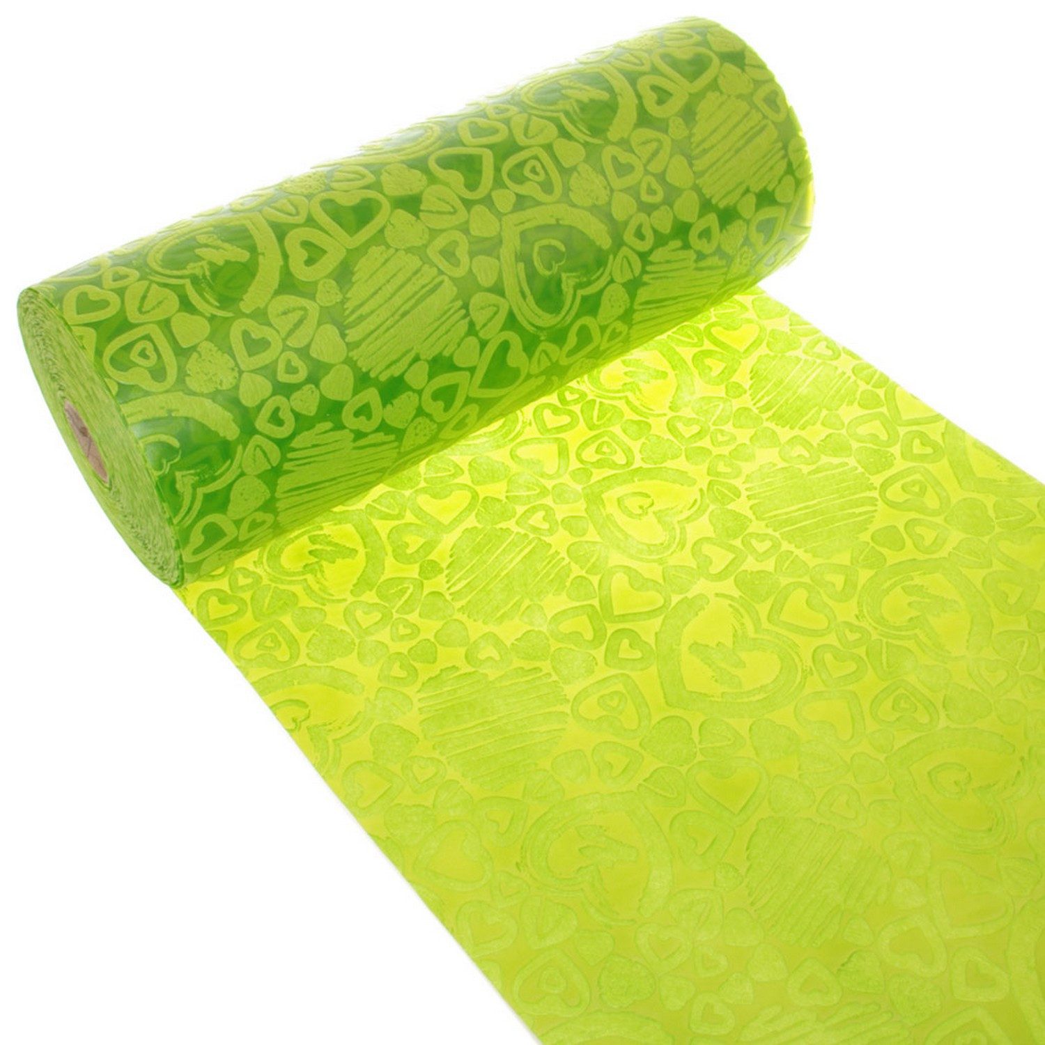 Deko AS Tischläufer Dekoflor® Tischläufer Herzen - maigrün - 300mm - 5m - 55-300-5-31 (1-tlg, 1 Rolle Tischläufer), Strapazierfähig